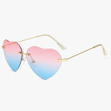 Fashion Design Love Heart Sunglasses Brand Women Rimless Sun glasses Pink Red Gafas Elegant Shades Lady Vintage Eyewear