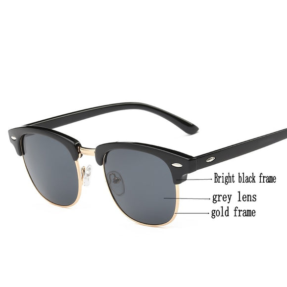 Fashion Sunglasses Men Women Classic Brand Designer Half Metal Femail Mirror Eyewear Male Sun Glasses UV400 Oculos De Sol