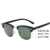 Fashion Sunglasses Men Women Classic Brand Designer Half Metal Femail Mirror Eyewear Male Sun Glasses UV400 Oculos De Sol