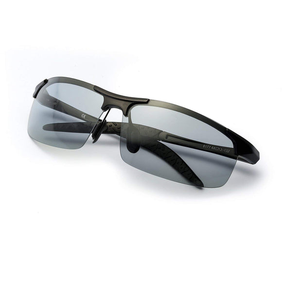 Photochromic Polarized Semi-Rimless Sunglasses Driver Rider Sports Goggle Chameleon Change color Glasses Men Women 8177