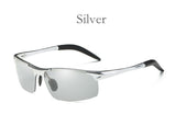 Photochromic Polarized Semi-Rimless Sunglasses Driver Rider Sports Goggle Chameleon Change color Glasses Men Women 8177