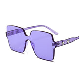 Fashion Rimless Square Sunglasses Women Luxury Five-pointed Star Decoration Thick Red Pink Clear Lens Sun Glasses Ladies Oculos