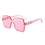 Fashion Rimless Square Sunglasses Women Luxury Five-pointed Star Decoration Thick Red Pink Clear Lens Sun Glasses Ladies Oculos