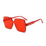 Fashion Rimless Square Sunglasses Women Luxury Five-pointed Star Decoration Thick Red Pink Clear Lens Sun Glasses Ladies Oculos