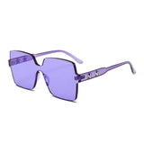 Fashion Rimless Square Sunglasses Women Luxury Five-pointed Star Decoration Thick Red Pink Clear Lens Sun Glasses Ladies Oculos