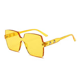 Fashion Rimless Square Sunglasses Women Luxury Five-pointed Star Decoration Thick Red Pink Clear Lens Sun Glasses Ladies Oculos