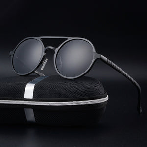 Brand Design Sunglasses Men Polarized Vintage Round Frame Sun Glasses Aluminum Magnesium Alloy Driver Glasses Driving Mirrors
