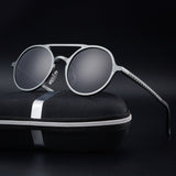 Brand Design Sunglasses Men Polarized Vintage Round Frame Sun Glasses Aluminum Magnesium Alloy Driver Glasses Driving Mirrors