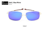 Fashion male Rimless Square Titanium sunglasses POLARIZED Men Ultralight Driving Brand Design Sun Glasses Oculos De Sol
