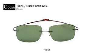 Fashion male Rimless Square Titanium sunglasses POLARIZED Men Ultralight Driving Brand Design Sun Glasses Oculos De Sol