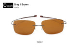 Fashion male Rimless Square Titanium sunglasses POLARIZED Men Ultralight Driving Brand Design Sun Glasses Oculos De Sol