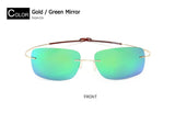 Fashion male Rimless Square Titanium sunglasses POLARIZED Men Ultralight Driving Brand Design Sun Glasses Oculos De Sol